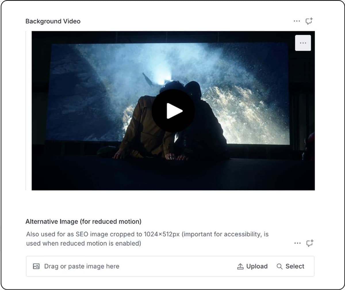 Einstellung im CMS für weniger Animation