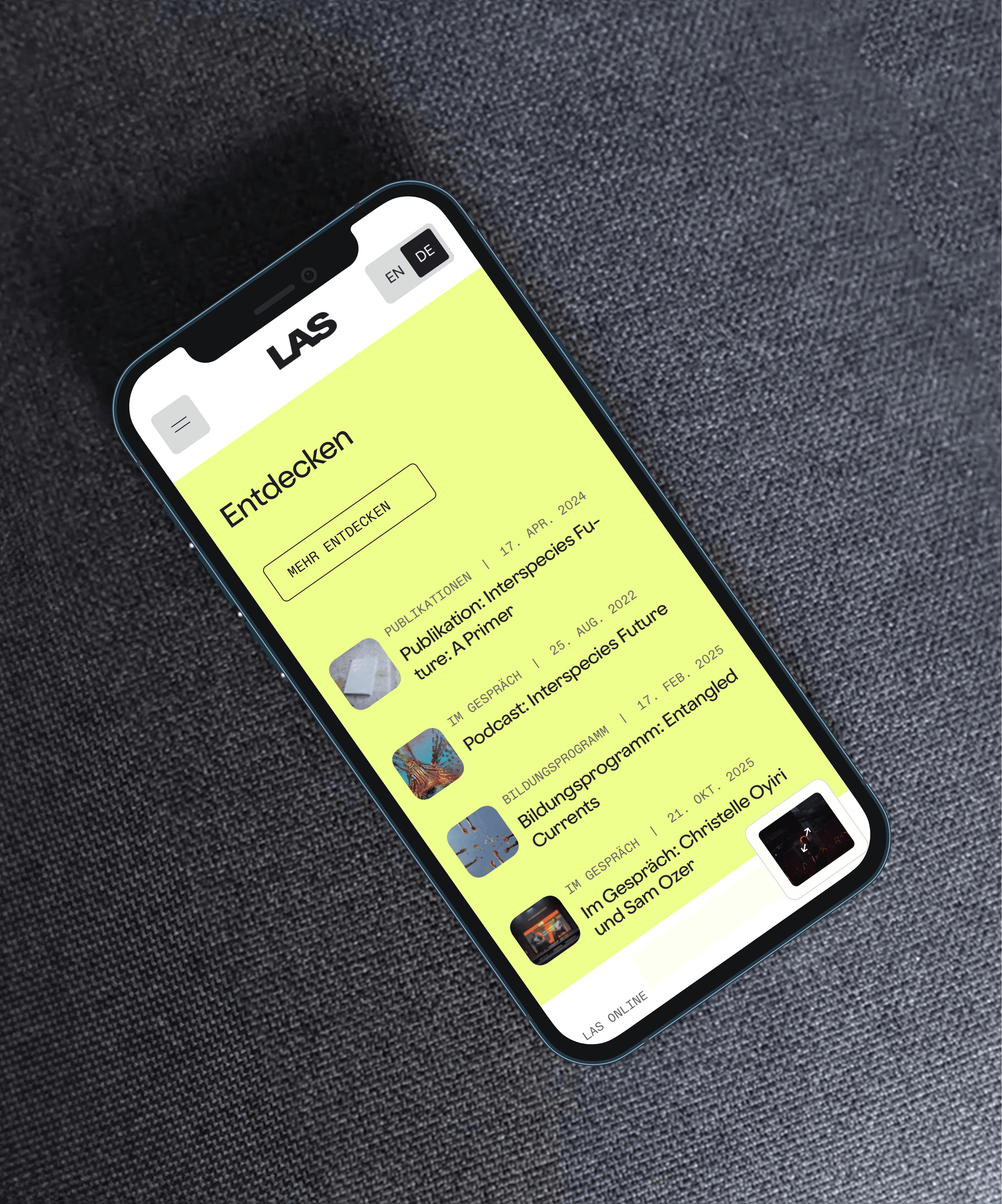 Smatphone mit Bereich Entdecken